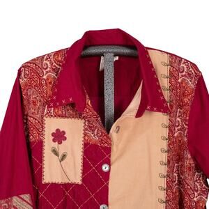 Women's Patchwork Embroidered Top Size 22W-24W Colorful Paisley Cottage Flower